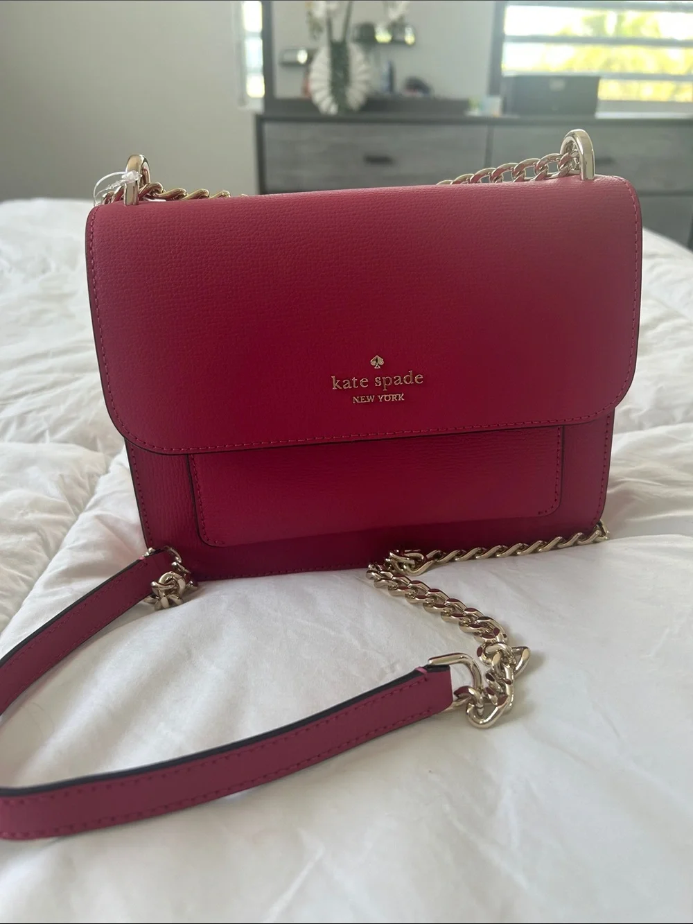 kate spade pink leather chain-strap crossbody